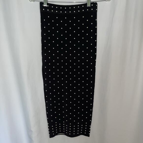 Torn By Ronny Kobo Black& White High Waist Polka Dot bodycon Skirt Size XS - Picture 2 of 8